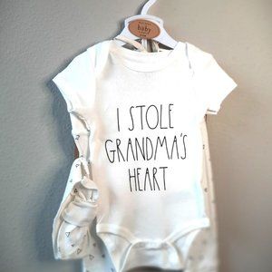 Rae Dunn Onesie with pant, headband and gift bag I STOLE GRANDMA'S HEART